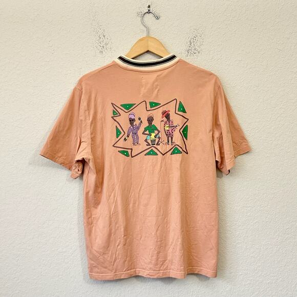 NICHOLAS DALEY Crew Neck T-Shirt Apricot Calypso Graphic SS Tee Cotton - Picture 2 of 9
